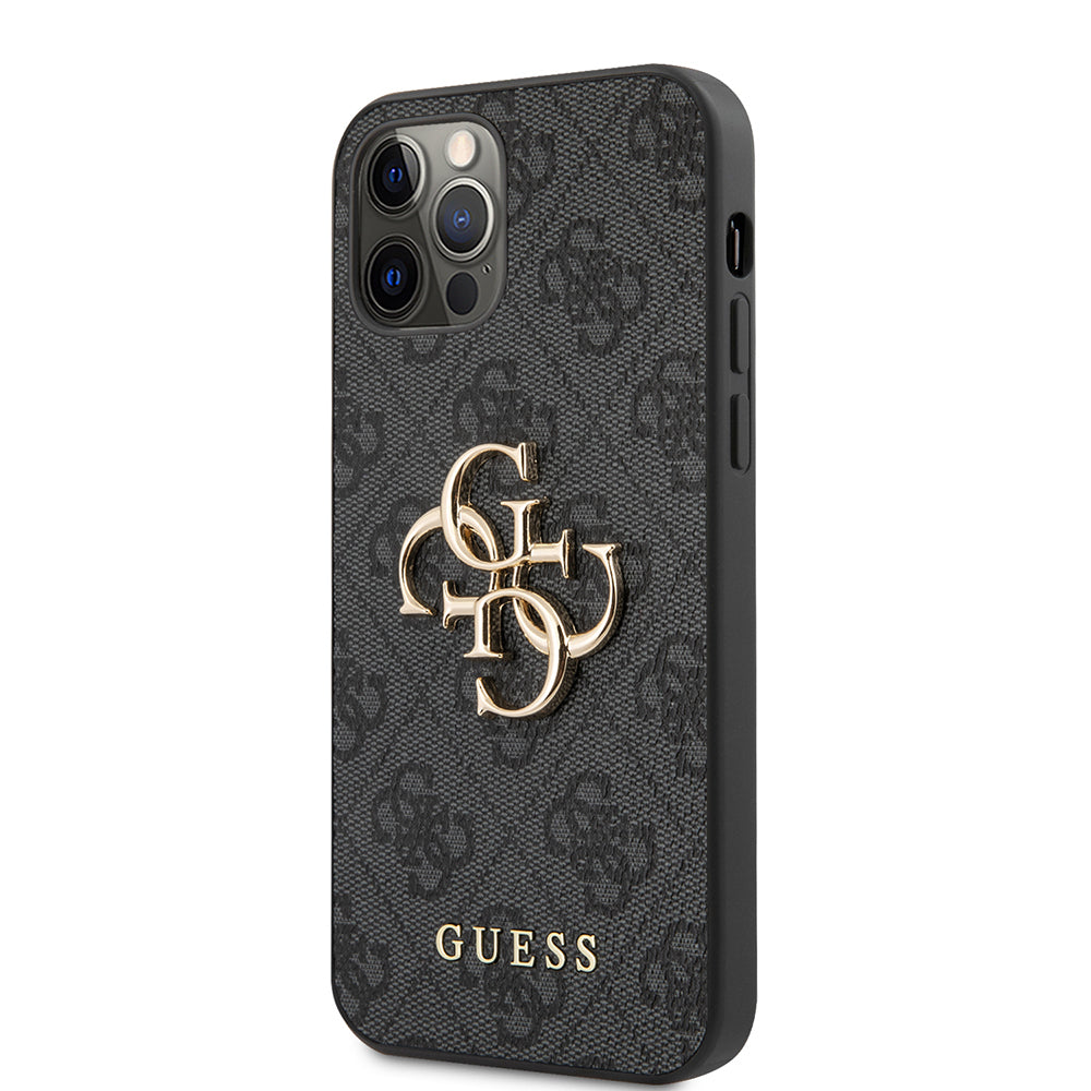 iPhone 12 Pro Max Kılıf Guess Orjinal Lisanslı PU Deri Büyük Metal Logo Dizaynlı Kapak