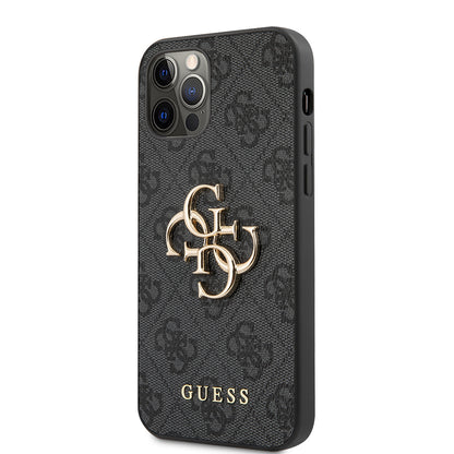 iPhone 12 Pro Max Kılıf Guess Orjinal Lisanslı PU Deri Büyük Metal Logo Dizaynlı Kapak