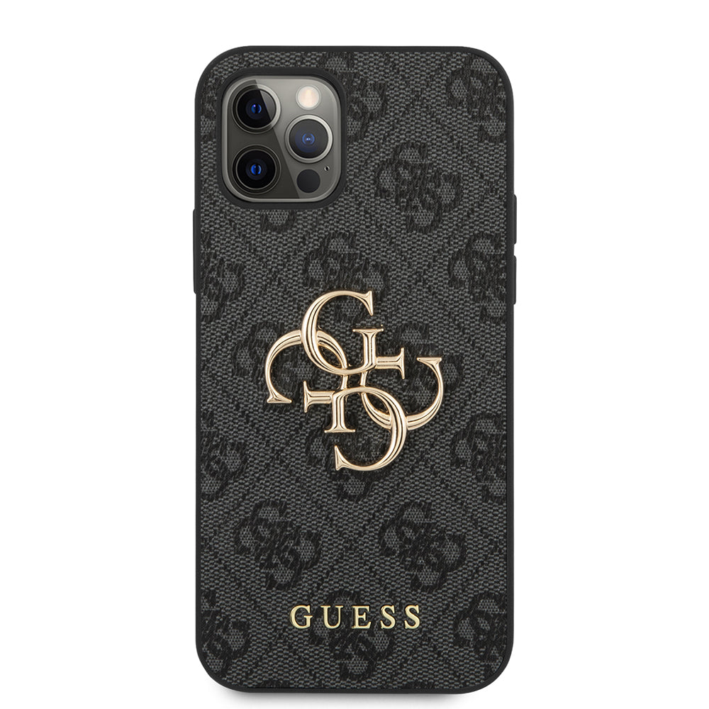 iPhone 12 Pro Max Kılıf Guess Orjinal Lisanslı PU Deri Büyük Metal Logo Dizaynlı Kapak