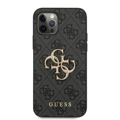 iPhone 12 Pro Max Kılıf Guess Orjinal Lisanslı PU Deri Büyük Metal Logo Dizaynlı Kapak