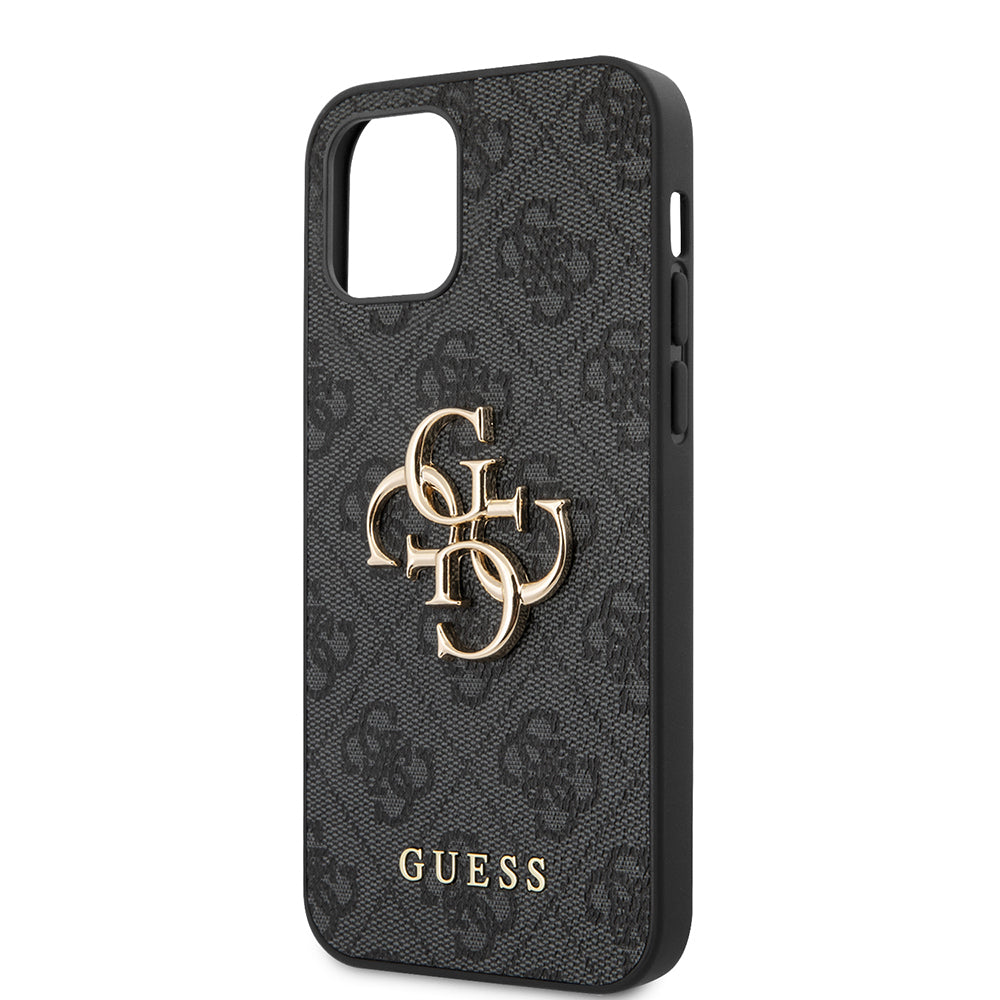 iPhone 12 Pro Max Kılıf Guess Orjinal Lisanslı PU Deri Büyük Metal Logo Dizaynlı Kapak