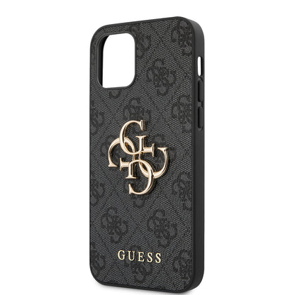 iPhone 12 Pro Max Kılıf Guess Orjinal Lisanslı PU Deri Büyük Metal Logo Dizaynlı Kapak