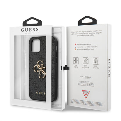 iPhone 12 Pro Max Kılıf Guess Orjinal Lisanslı PU Deri Büyük Metal Logo Dizaynlı Kapak