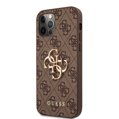 iPhone 12 Pro Max Kılıf Guess Orjinal Lisanslı PU Deri Büyük Metal Logo Dizaynlı Kapak