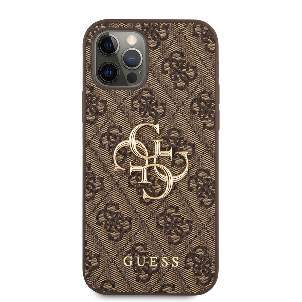 iPhone 12 Pro Max Kılıf Guess Orjinal Lisanslı PU Deri Büyük Metal Logo Dizaynlı Kapak