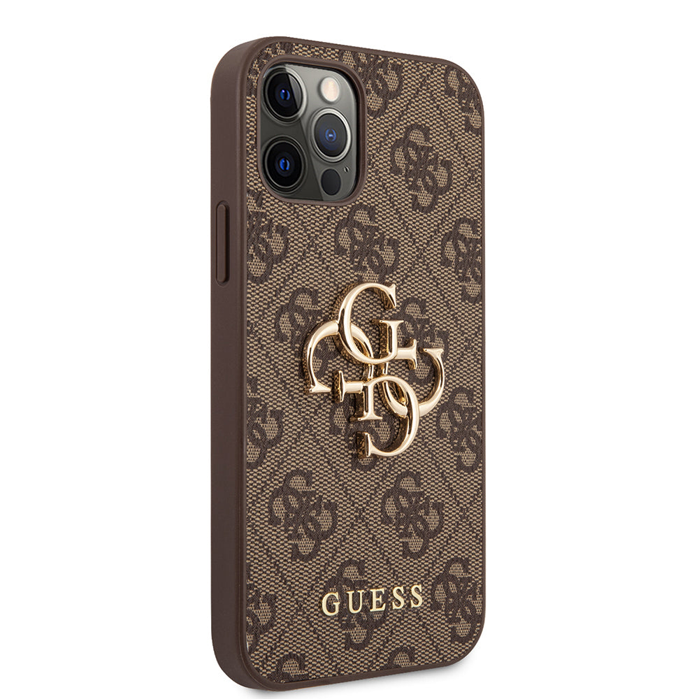 iPhone 12 Pro Max Kılıf Guess Orjinal Lisanslı PU Deri Büyük Metal Logo Dizaynlı Kapak