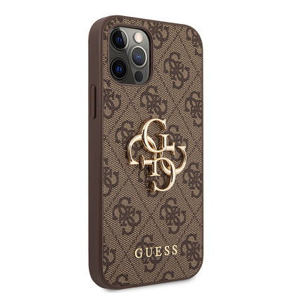 iPhone 12 Pro Max Kılıf Guess Orjinal Lisanslı PU Deri Büyük Metal Logo Dizaynlı Kapak