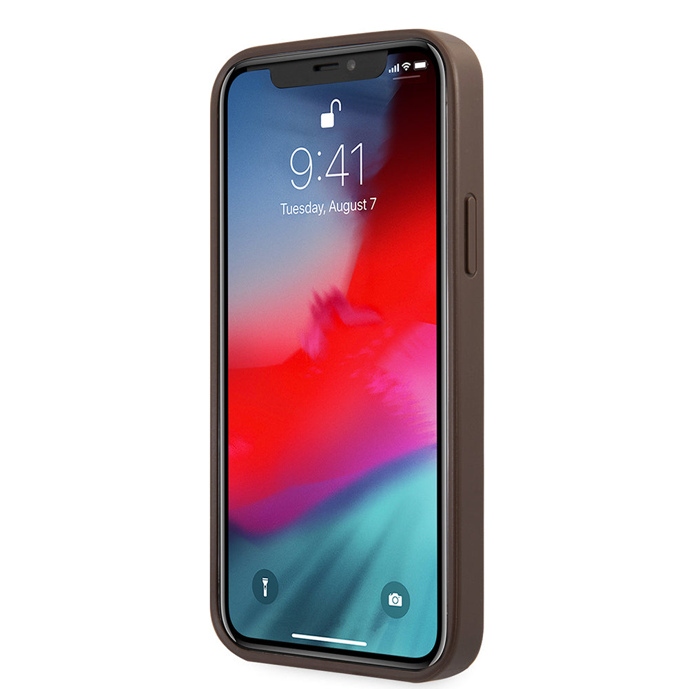 iPhone 12 Pro Max Kılıf Guess Orjinal Lisanslı PU Deri Büyük Metal Logo Dizaynlı Kapak