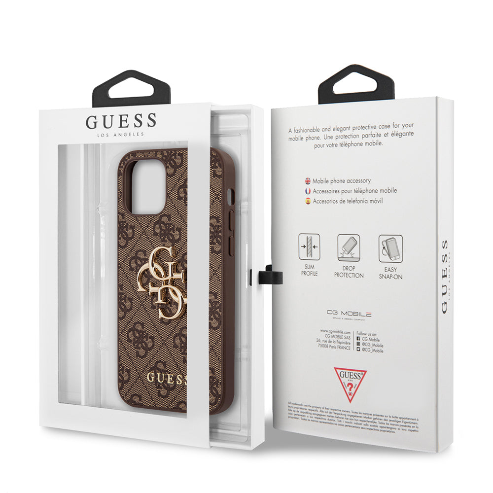 iPhone 12 Pro Max Kılıf Guess Orjinal Lisanslı PU Deri Büyük Metal Logo Dizaynlı Kapak