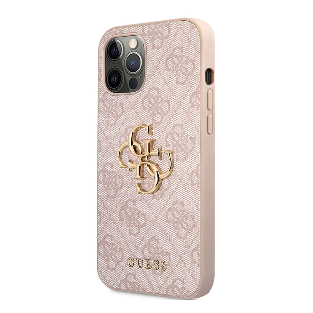 iPhone 12 Pro Max Kılıf Guess Orjinal Lisanslı PU Deri Büyük Metal Logo Dizaynlı Kapak