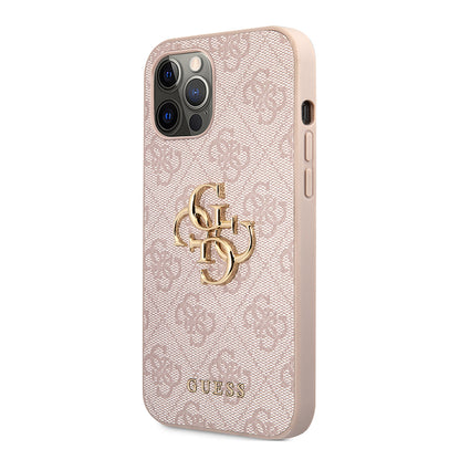iPhone 12 Pro Max Kılıf Guess Orjinal Lisanslı PU Deri Büyük Metal Logo Dizaynlı Kapak