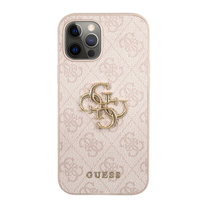 iPhone 12 Pro Max Kılıf Guess Orjinal Lisanslı PU Deri Büyük Metal Logo Dizaynlı Kapak
