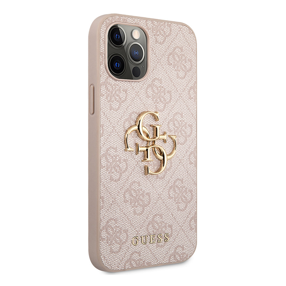 iPhone 12 Pro Max Kılıf Guess Orjinal Lisanslı PU Deri Büyük Metal Logo Dizaynlı Kapak