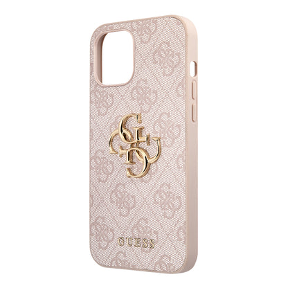 iPhone 12 Pro Max Kılıf Guess Orjinal Lisanslı PU Deri Büyük Metal Logo Dizaynlı Kapak