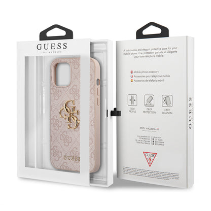 iPhone 12 Pro Max Kılıf Guess Orjinal Lisanslı PU Deri Büyük Metal Logo Dizaynlı Kapak