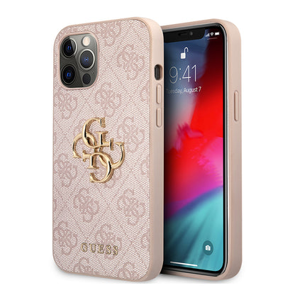 iPhone 12 Pro Max Kılıf Guess Orjinal Lisanslı PU Deri Büyük Metal Logo Dizaynlı Kapak