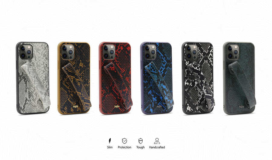 iPhone 12 Pro Max Kılıf Kajsa Glamorous Serisi Snake Handstrap Kapak