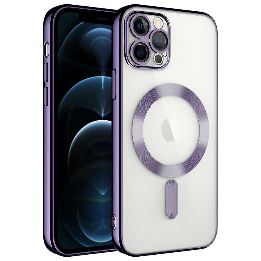 Apple iPhone 12 Pro Max Kılıf Kamera Korumalı M-safe Wireless Şarj Özellikli Zore Demre Kapak