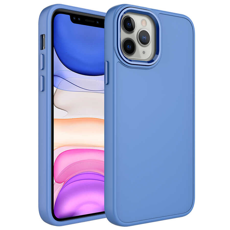 Apple iPhone 12 Pro Max Kılıf Metal Çerçeve ve Buton Tasarımlı Silikon Zore Luna Kapak