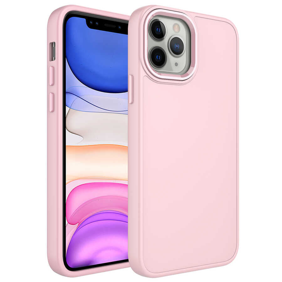 Apple iPhone 12 Pro Max Kılıf Metal Çerçeve ve Buton Tasarımlı Silikon Zore Luna Kapak