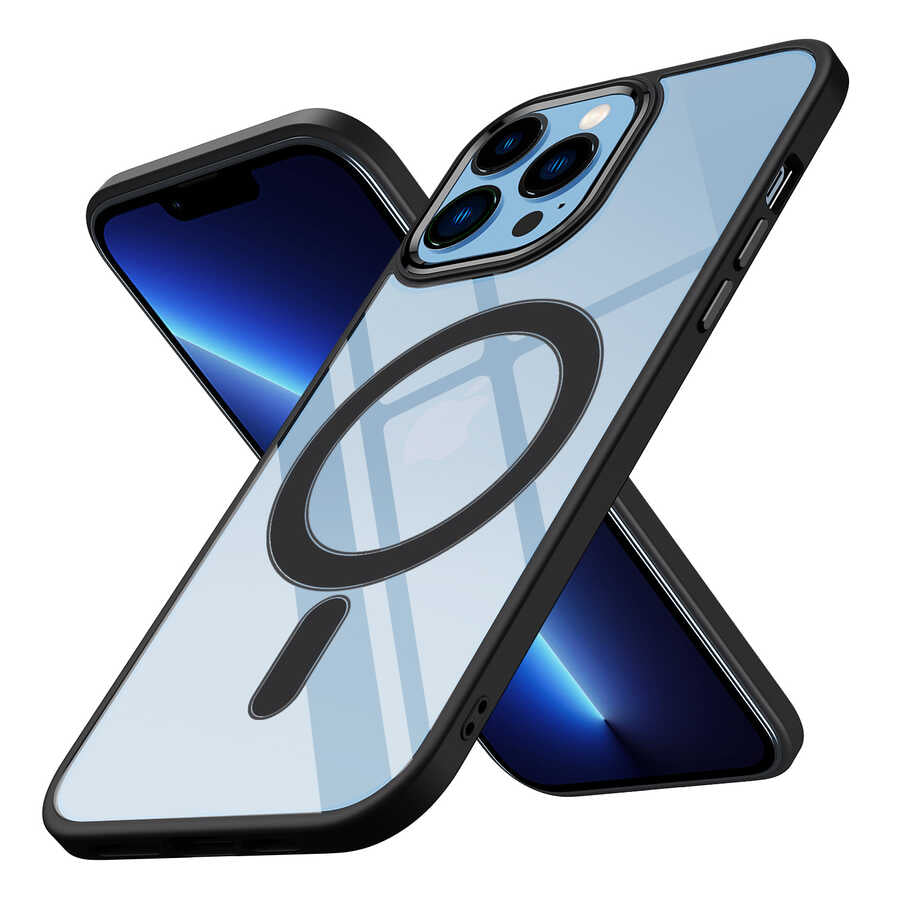 Apple iPhone 12 Pro Max Kılıf Wireless Şarj Özellikli Zore Krom M-safe Silikon Kapak