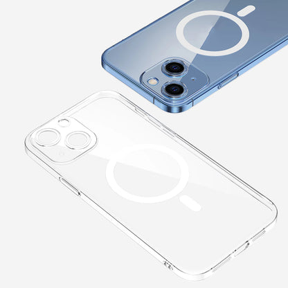 Apple iPhone 13 Kamera Korumalı M-Safe Şarj Özellikli Şeffaf Zore London Sert PC Kapak