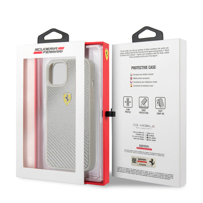iPhone 13 Kılıf Ferrari Orjinal Lisanlı Klasik Metal Logolu Karbon Dizayn Kapak