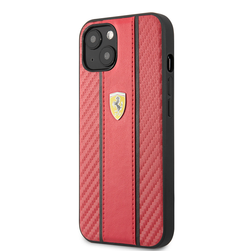 iPhone 13 Kılıf Ferrari Orjinal Lisanslı PU Deri Ve Karbon Dizayn Kapak