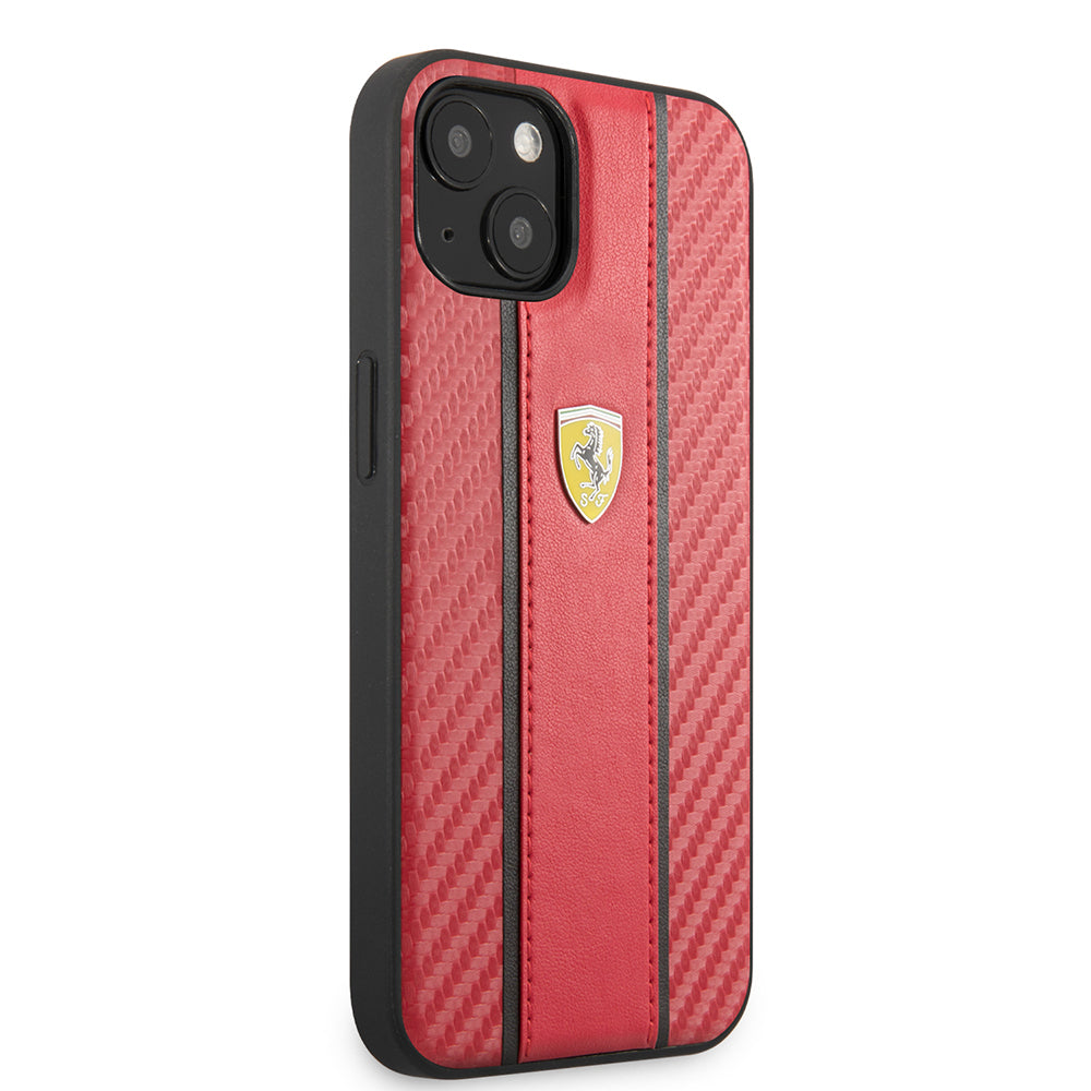 iPhone 13 Kılıf Ferrari Orjinal Lisanslı PU Deri Ve Karbon Dizayn Kapak