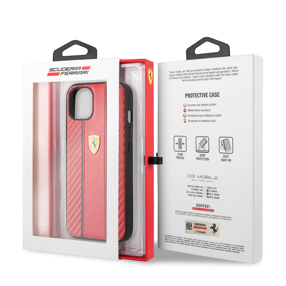 iPhone 13 Kılıf Ferrari Orjinal Lisanslı PU Deri Ve Karbon Dizayn Kapak