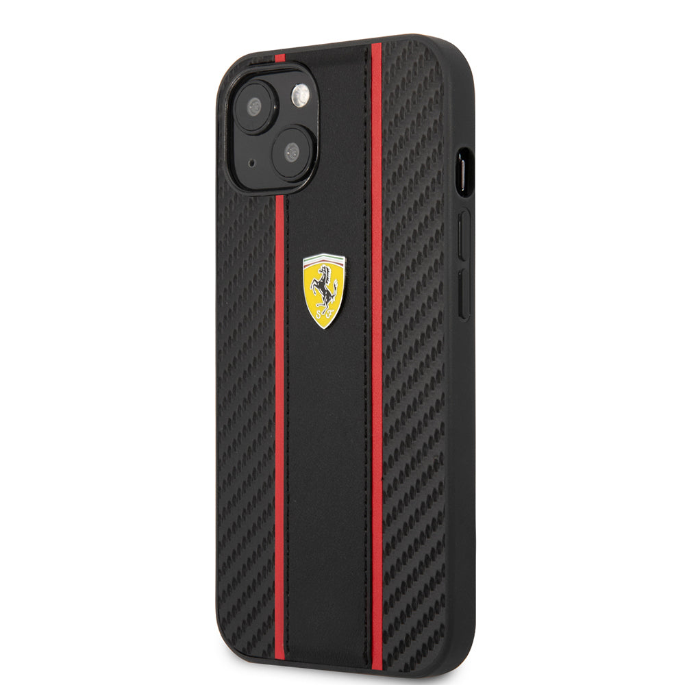 iPhone 13 Kılıf Ferrari Orjinal Lisanslı PU Deri Ve Karbon Dizayn Kapak