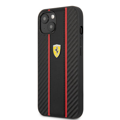 iPhone 13 Kılıf Ferrari Orjinal Lisanslı PU Deri Ve Karbon Dizayn Kapak