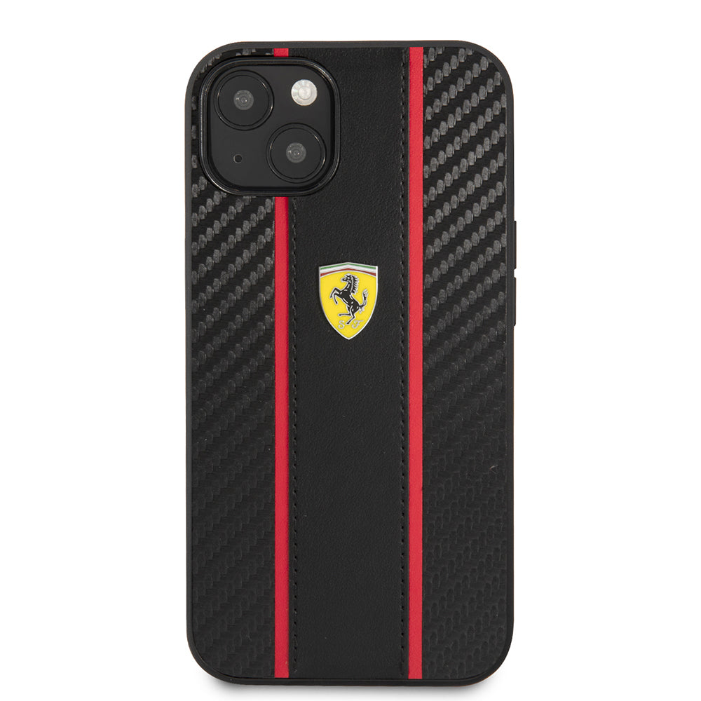 iPhone 13 Kılıf Ferrari Orjinal Lisanslı PU Deri Ve Karbon Dizayn Kapak