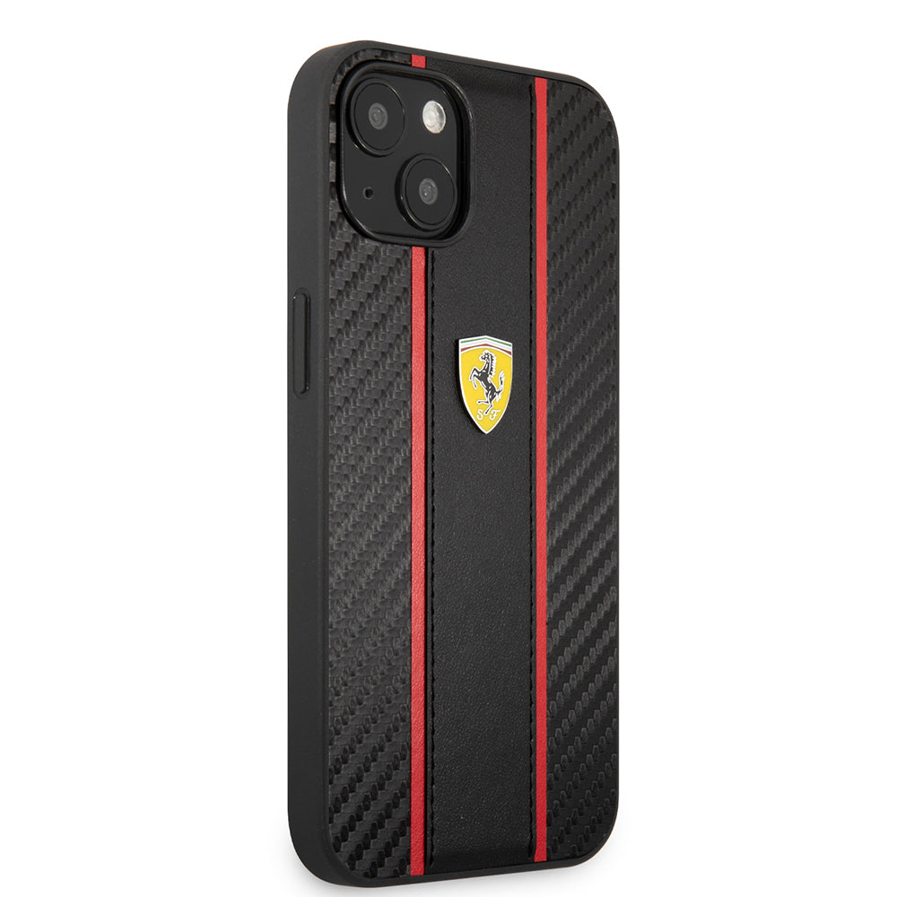 iPhone 13 Kılıf Ferrari Orjinal Lisanslı PU Deri Ve Karbon Dizayn Kapak