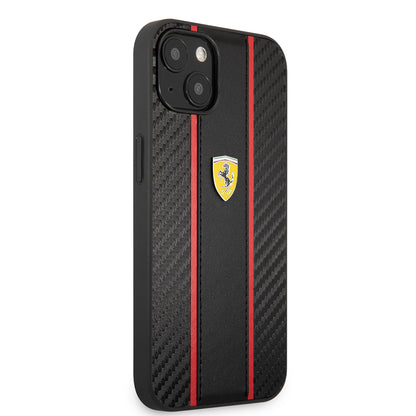 iPhone 13 Kılıf Ferrari Orjinal Lisanslı PU Deri Ve Karbon Dizayn Kapak