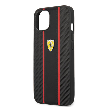 iPhone 13 Kılıf Ferrari Orjinal Lisanslı PU Deri Ve Karbon Dizayn Kapak