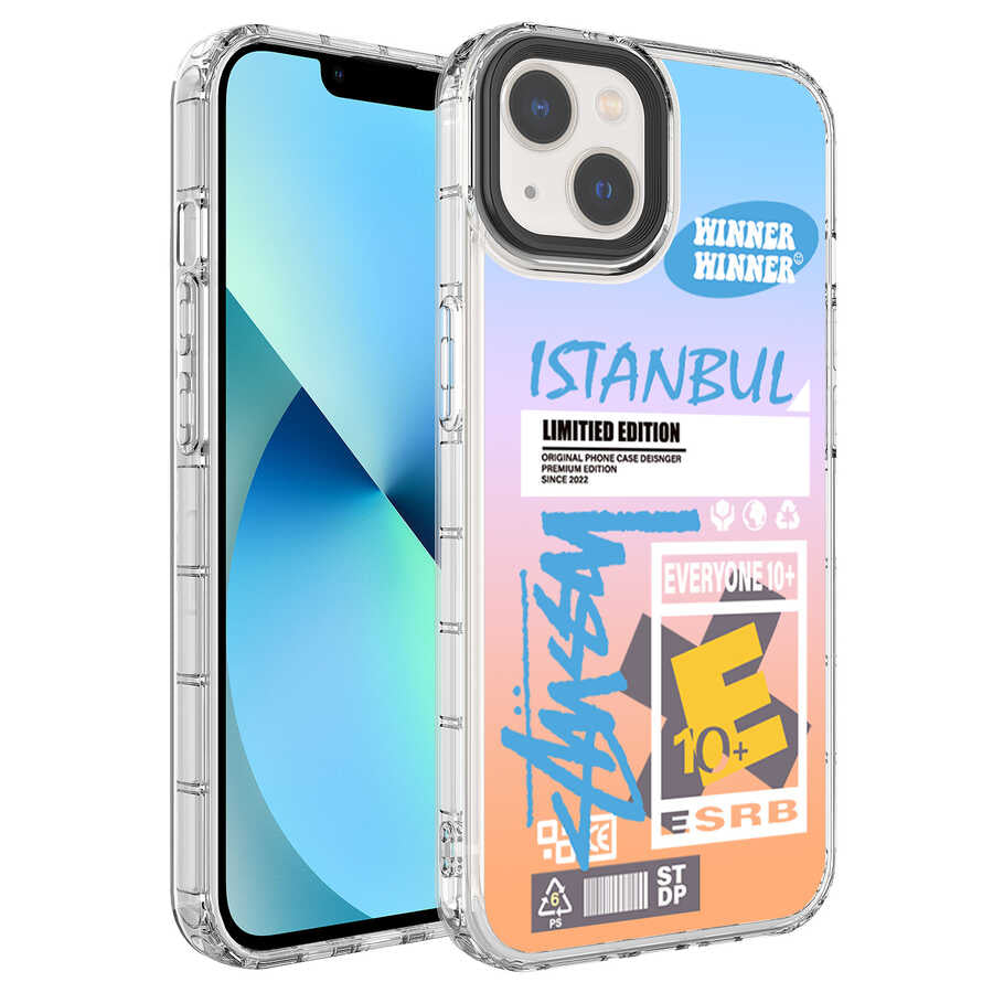Apple iPhone 13 Kılıf Kamera Korumalı Renkli Desenli Sert Silikon Zore Korn Kapak