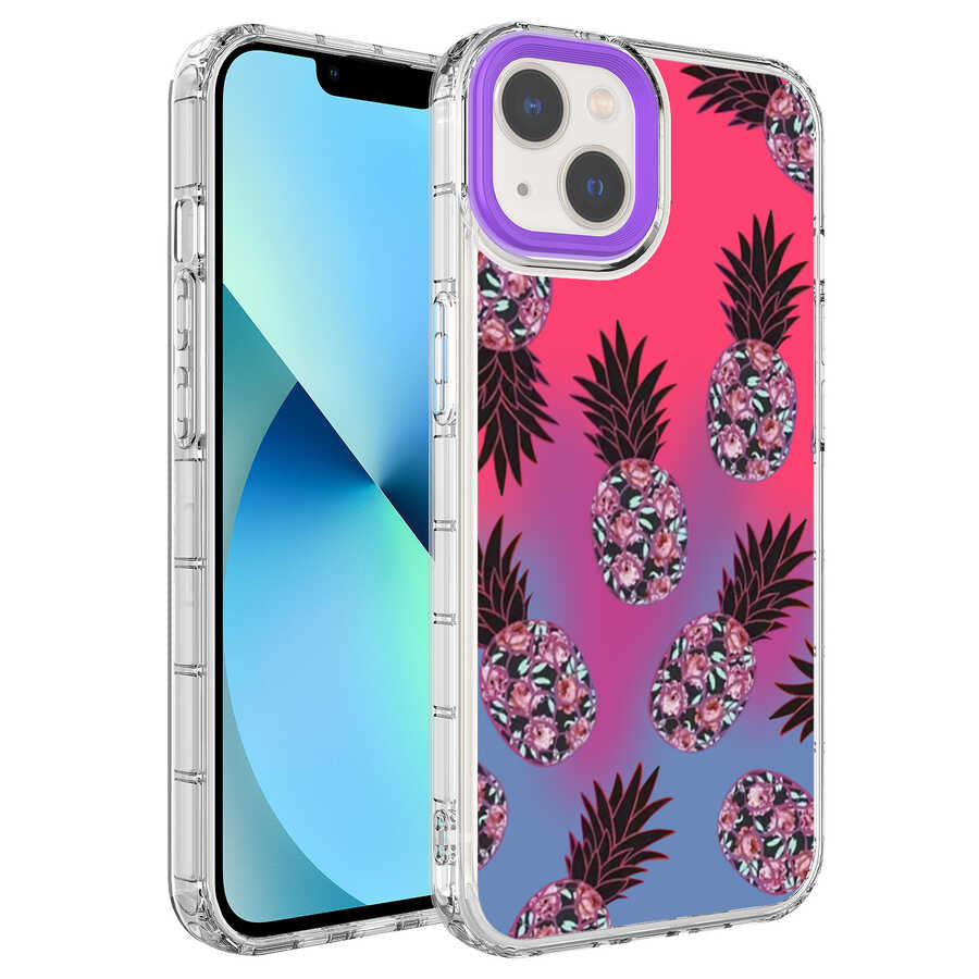Apple iPhone 13 Kılıf Kamera Korumalı Renkli Desenli Sert Silikon Zore Korn Kapak
