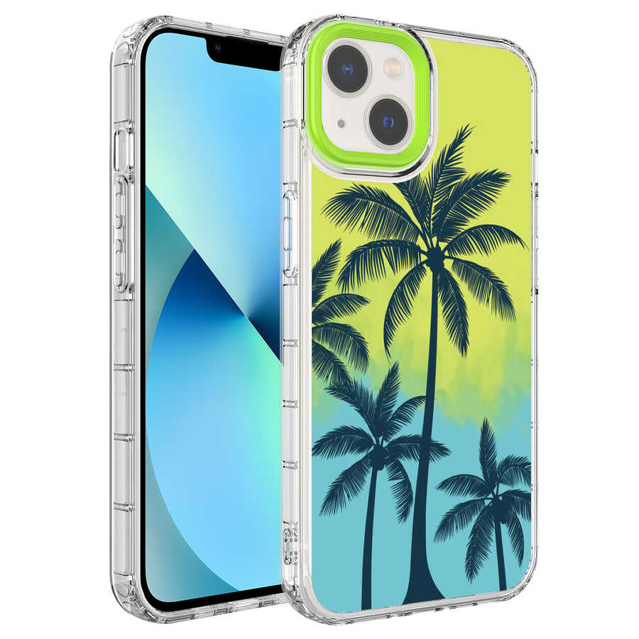 Apple iPhone 13 Kılıf Kamera Korumalı Renkli Desenli Sert Silikon Zore Korn Kapak