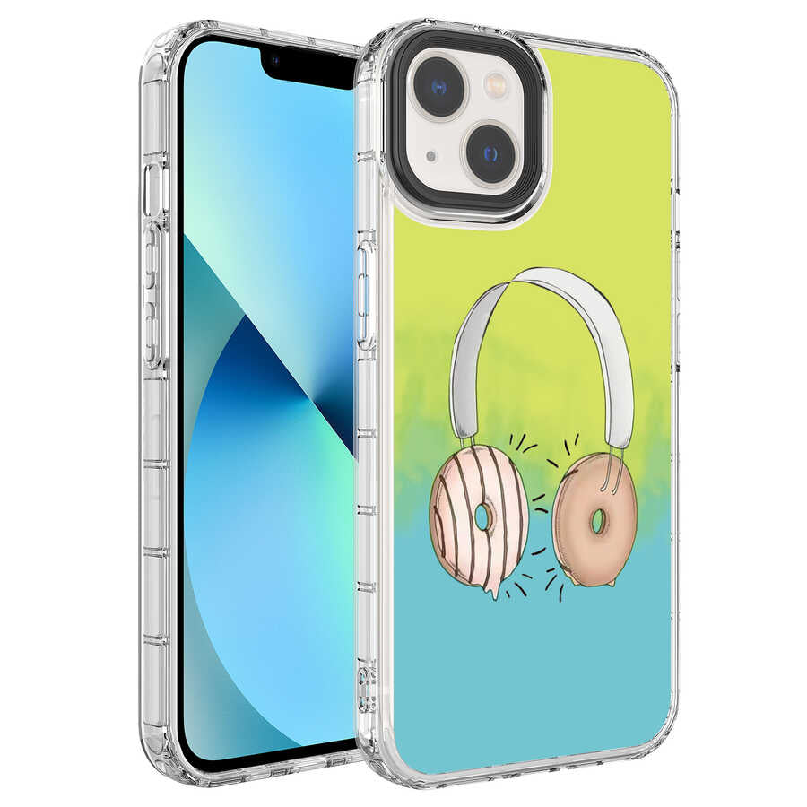 Apple iPhone 13 Kılıf Kamera Korumalı Renkli Desenli Sert Silikon Zore Korn Kapak