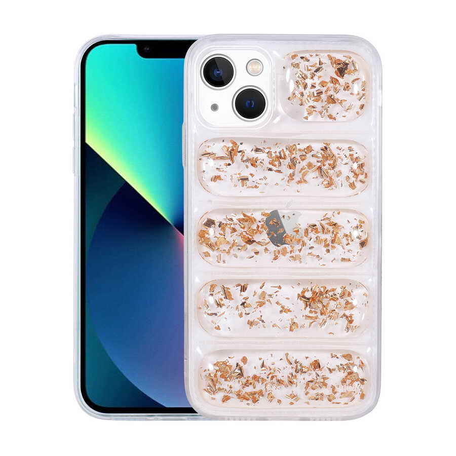 Apple iPhone 13 Kılıf Kamera Korumalı Simli Airbag'li Zore Dalga Kapak
