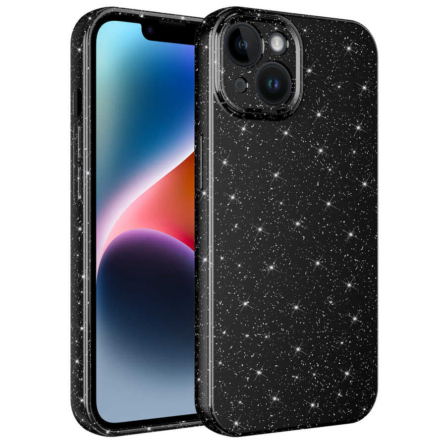 Apple iPhone 13 Kılıf Kamera Korumalı Simli Lüks Zore Koton Kapak