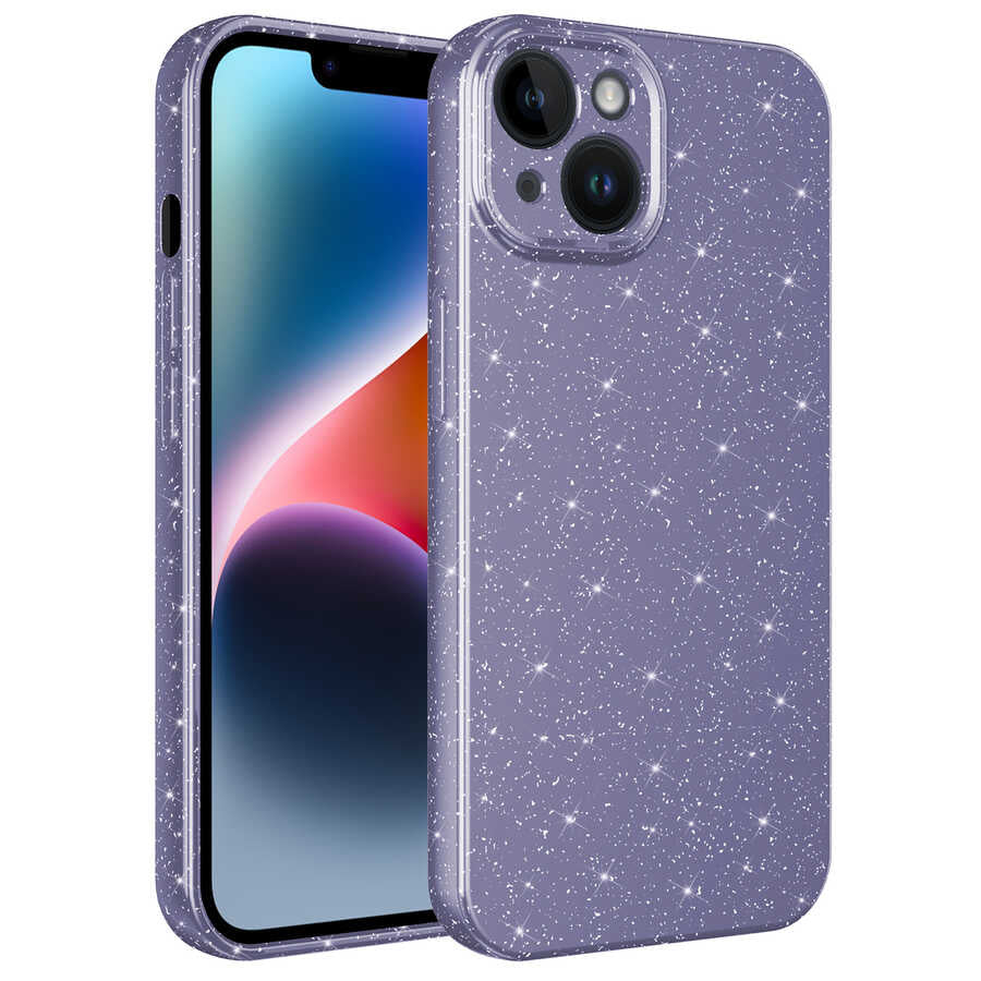 Apple iPhone 13 Kılıf Kamera Korumalı Simli Lüks Zore Koton Kapak