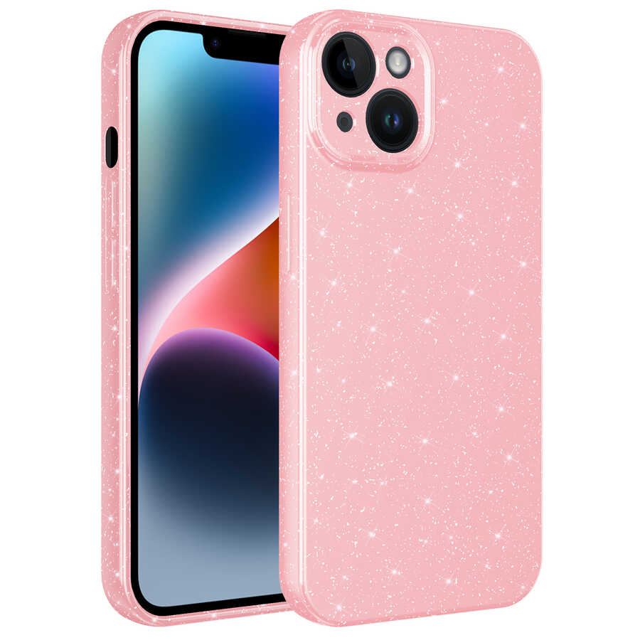 Apple iPhone 13 Kılıf Kamera Korumalı Simli Lüks Zore Koton Kapak