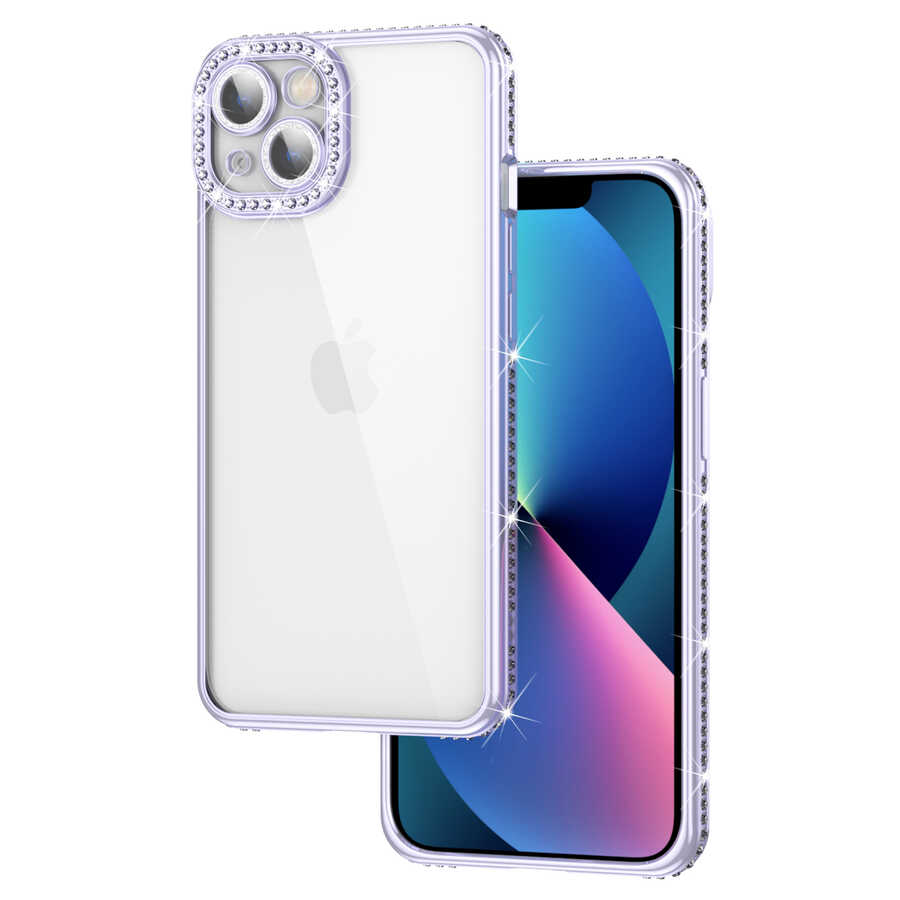 Apple iPhone 13 Kılıf Kamera Korumalı Taşlı Zore Mina Kapak