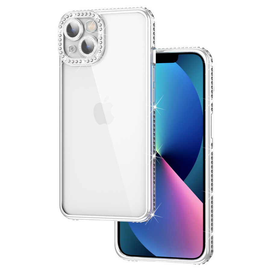 Apple iPhone 13 Kılıf Kamera Korumalı Taşlı Zore Mina Kapak