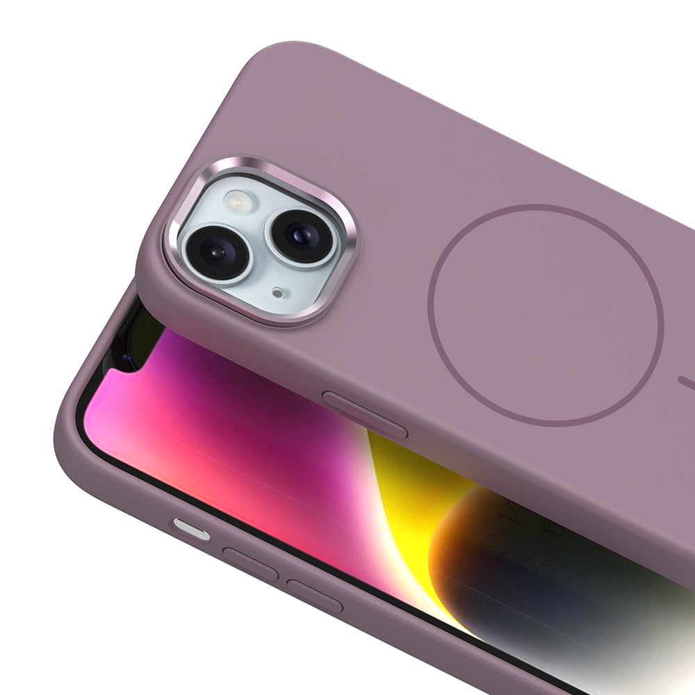 Apple iPhone 13 Kılıf M-Safe Şarj Özellikli Metal Kamera Çerçeveli Zore Edi Silikon Kapak