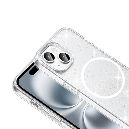 Apple iPhone 13 Kılıf M-safe Şarj Özellikli Parlayan Simli Saydam Renkli Zore Maris Kapak