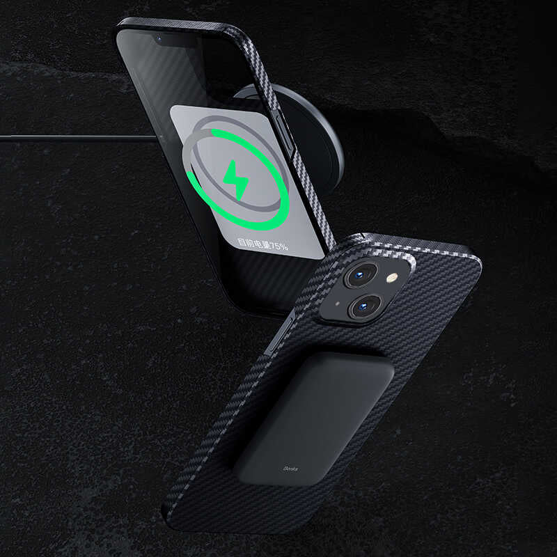 iPhone 13 Kılıf M-safe Özellikli Karbon Fiber Benks Essential Kevlar Kapak