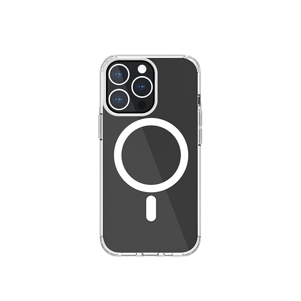 iPhone 13 Kılıf M-safe Şarj Özellikli Airbagli Şeffaf PC Arka Yüzey Recci Magnetik Suction Serisi Kapak